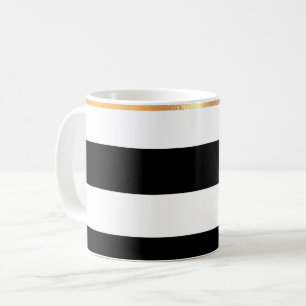 Mug de café noir et blanc moulé en or