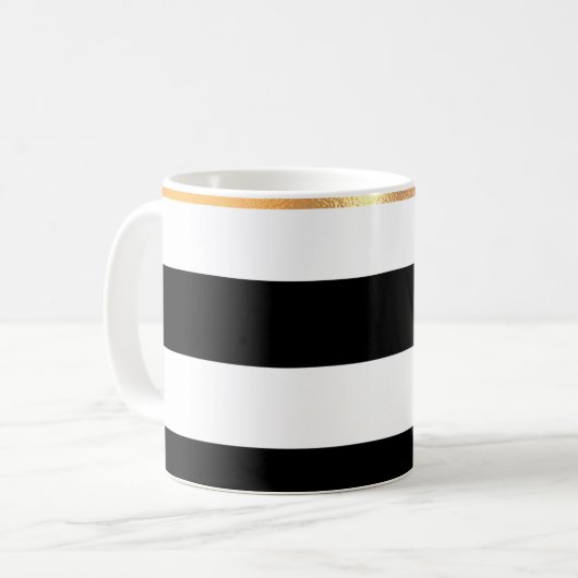 Mug de café noir et blanc moulé en or (Devant gauche)