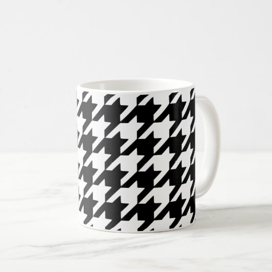 Mug de café noir Houndstooth (Devant droit)