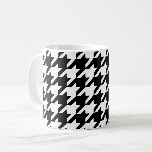 Mug de café noir Houndstooth (Devant gauche)