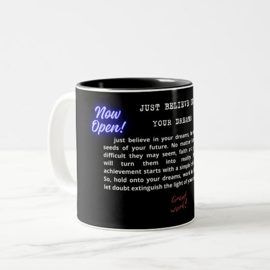 Mug de café noir inspirant (Devant gauche)