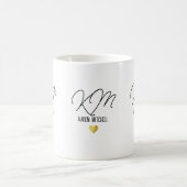 Mug de café noir Monogramme avec coeur d'amour (Centre)
