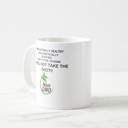 Mug de café non OGM, sain et heureux (Devant gauche)