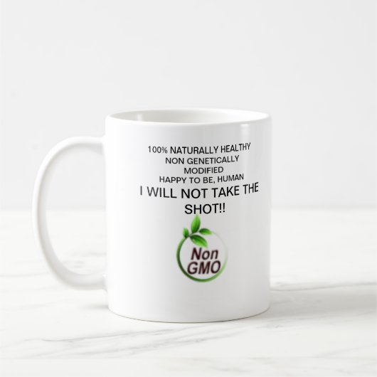 Mug de café non OGM, sain et heureux (Gauche)