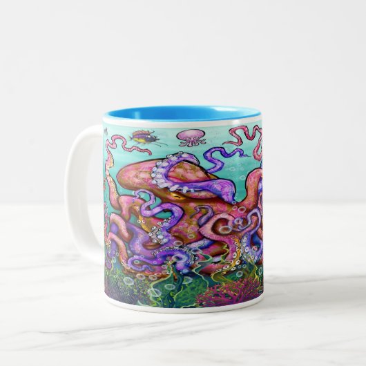 Mug de café octopi à deux tons (Devant gauche)