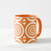 Mug de café orange et blanc avec Motif Abstrait (Devant droit)