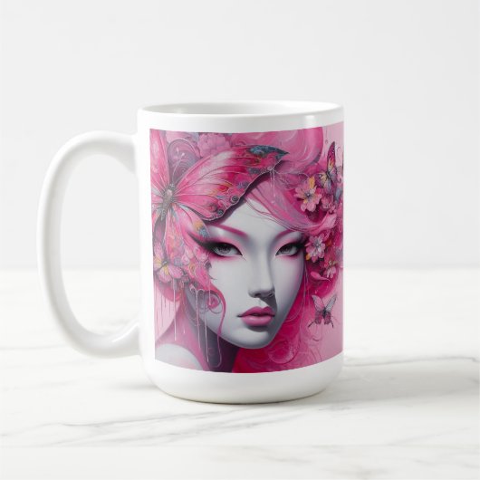 Mug de café papillon rose (Gauche)