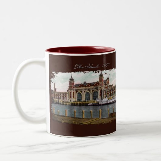 Mug de café peint sur Ellis Island (Gauche)