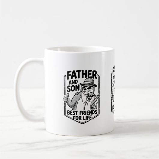 Mug de café Père & Fils Loutre Mignon (Gauche)