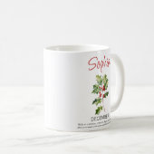 Mug de café personnalisé avec fleur de naissance d (Devant droit)