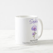 Mug de café personnalisé avec fleur de naissance d (Devant droit)