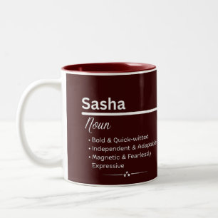 Mug de café personnalisé avec le nom Sasha et sa s