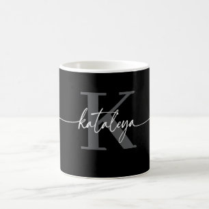 Mug de café personnalisé avec monogramme noir et n