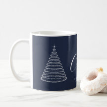 Mug de café personnalisé bleu marine de Noël