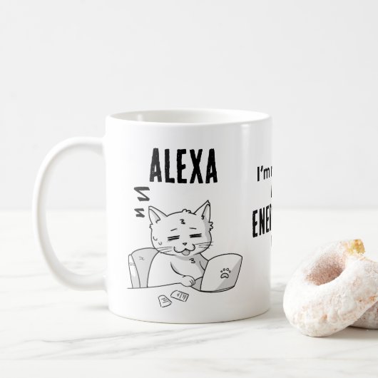 Mug de café personnalisé chat drôle (Avec donut)