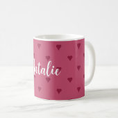 Mug de café personnalisé coeurs rouges (Devant droit)