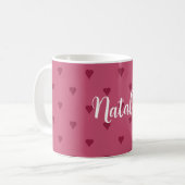 Mug de café personnalisé coeurs rouges (Devant gauche)
