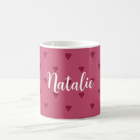 Mug de café personnalisé coeurs rouges (Centre)