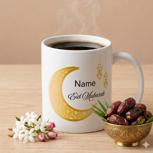 Mug de café personnalisé Eid Mubarak Croissant de