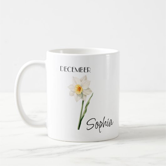 Mug de café personnalisé Fleur de décembre (Gauche)