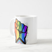 MUG DE CAFE POING FIERTE PROGRES LGBTQ (Devant gauche)