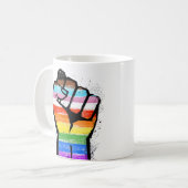 MUG DE CAFE POING FIERTE PROGRES LGBTQ (Devant gauche)