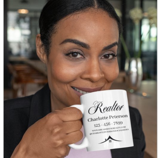 Mug de café pour agent immobilier noir et blanc