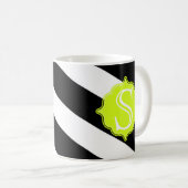 Mug de café rayé Monogramme moderne (Devant droit)