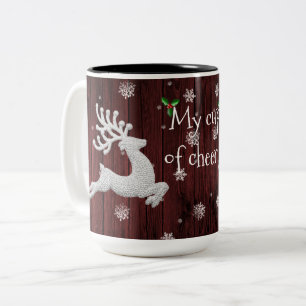 Mug de café Red Rustic Christmas Reindeer