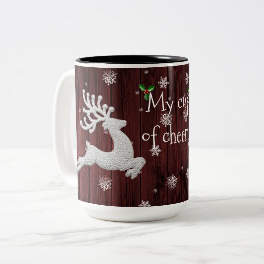 Mug de café Red Rustic Christmas Reindeer (Devant gauche)