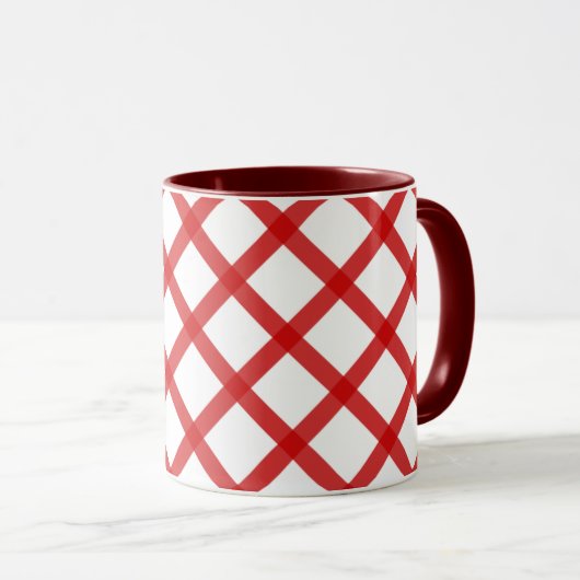Mug de café rétro Carré blanc rouge (Devant droit)