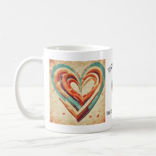 Mug de café rétro en forme de coeur (Gauche)