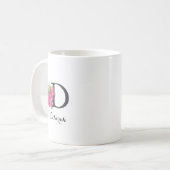 Mug de café rose monogramme (Devant gauche)