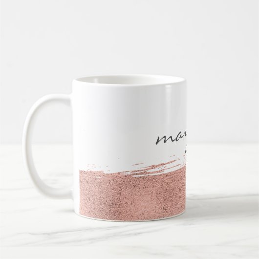 Mug de café Rose or brossé moderne (Gauche)