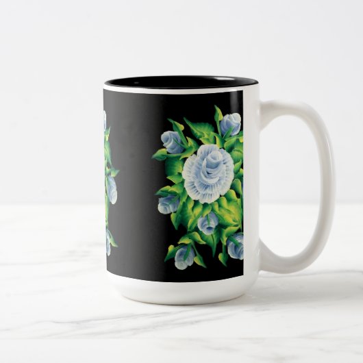 Mug de café Rose peint à la main (Droit)