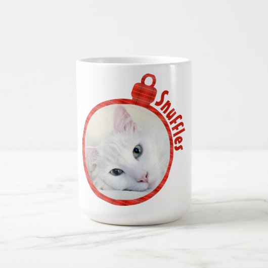 Mug de café rouge Plaid personnalisé - Ajouter vot (Centre)