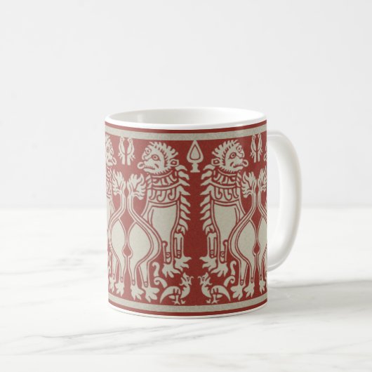 Mug de café rouge sicilien Lions (Devant droit)