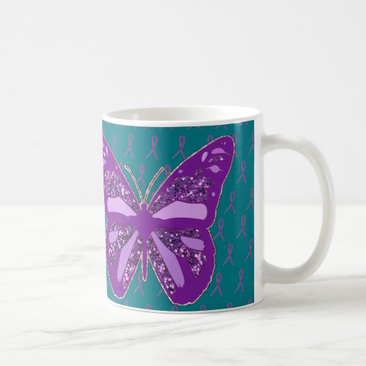 Mug de café Rubans de sensibilisation Turquoise et (Droite)