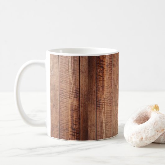 Mug de café rustique à l'aspect bois (Avec donut)