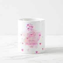 Mug de café Saint-Valentin à cœurs aquarelles doux
