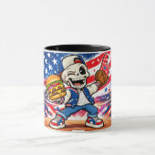 Mug de café squelette de baseball américain drôle (Centre)