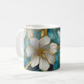 Mug de café Turquoise or floral japonais (Devant gauche)