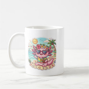 Mug de café Vacances d'été Axolotl de plage mignon