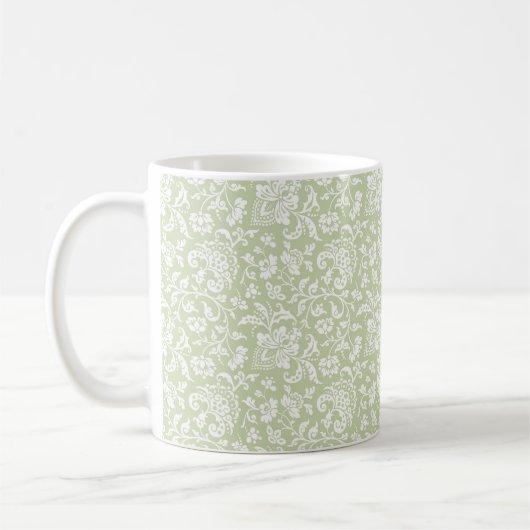 Mug de café vert pâle et floral des années 1860 (Gauche)
