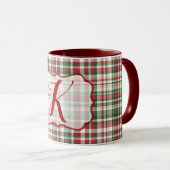 Mug de café vert rouge Tartan Plaid XMAS Noël (Devant droit)