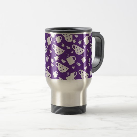 Mug de café violet Motif Voyage Mug (Devant droit)