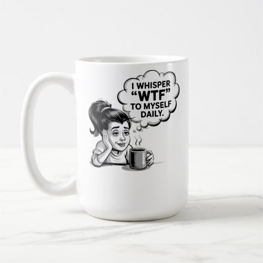 Mug de café Whisper WTF - Drôle dessin rétro (Gauche)