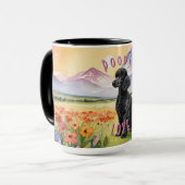 Mug de caniche noir, Lever de soleil de ferme pers (Devant gauche)