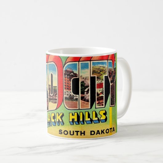 Mug de carte postale de salutations de Rapid City  (Devant droit)
