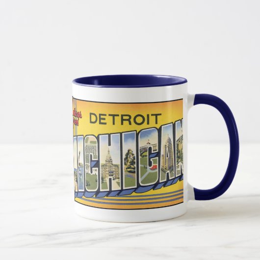 Mug de carte postale Vintage de Detroit, Michigan (Droite)